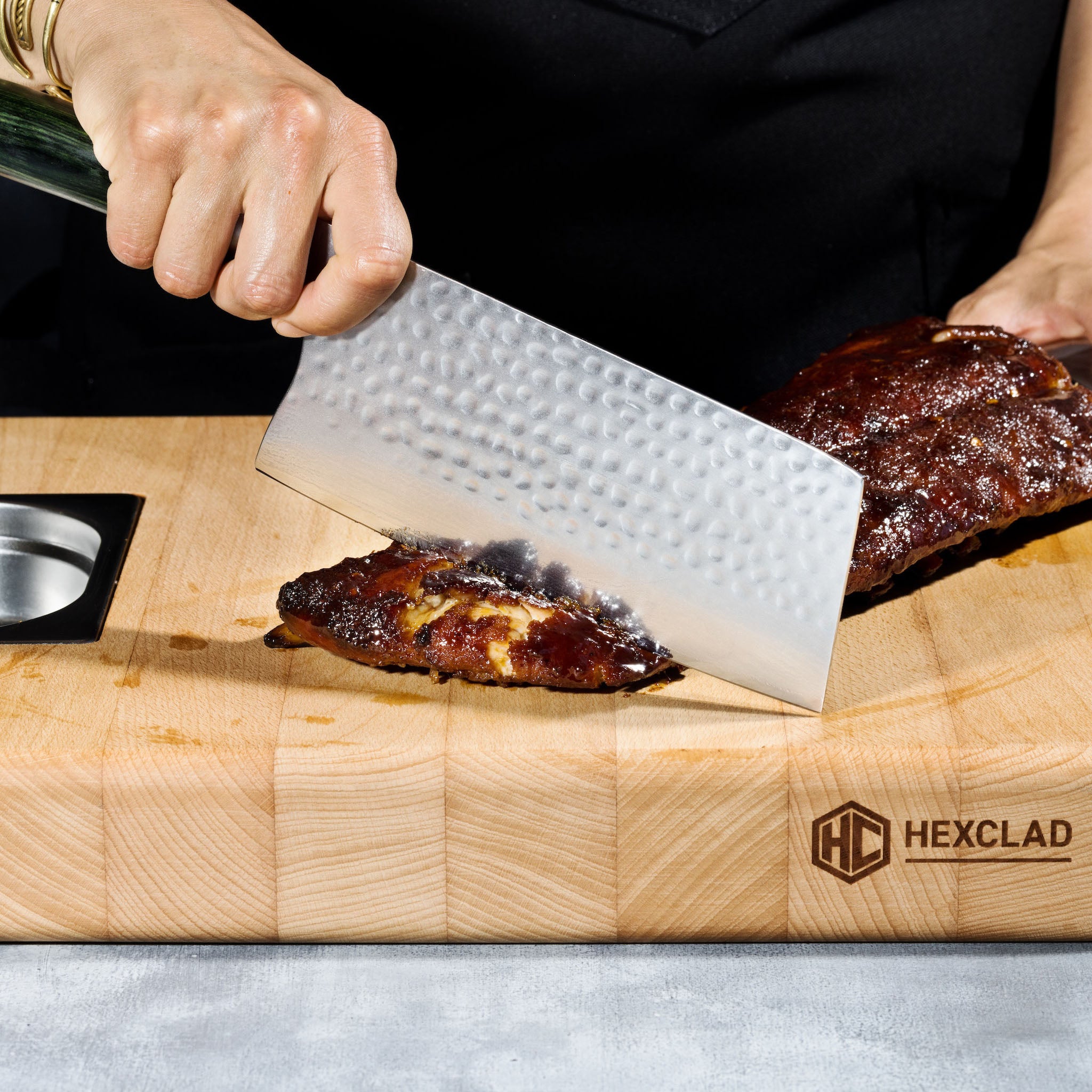 Damascus Steel Cleaver, 7" - Image 4